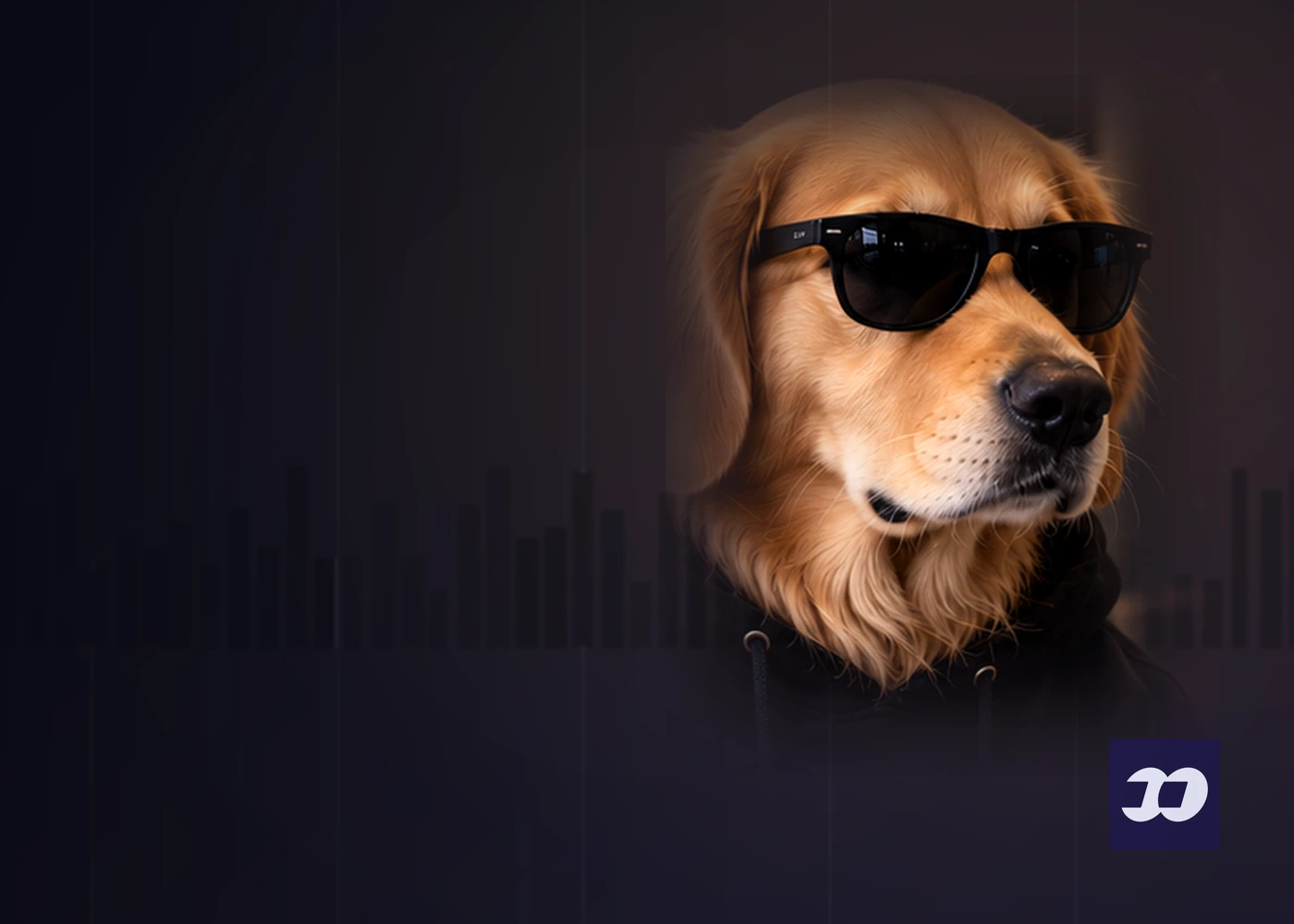 BossPaw in sunglasses in a dark modern office